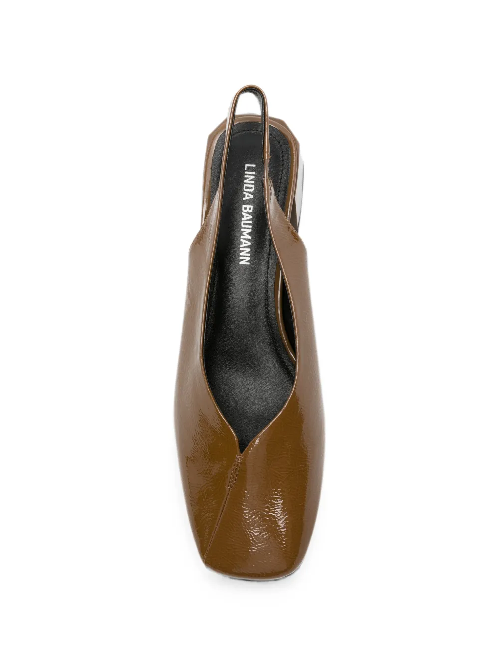 LINDA BAUMANN patent-finish slingback pumps Bruin