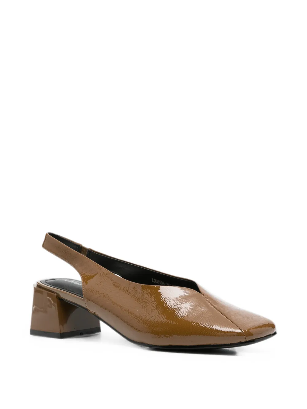 LINDA BAUMANN patent-finish slingback pumps Bruin