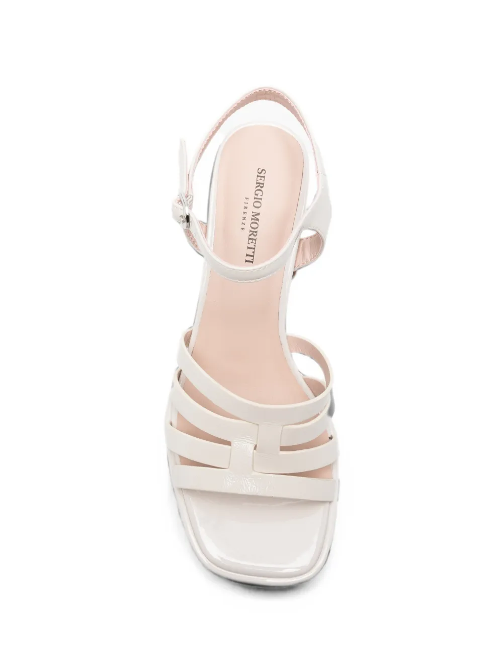 SERGIO MORETTI FIRENZE cage-strap block-heel sandals Beige