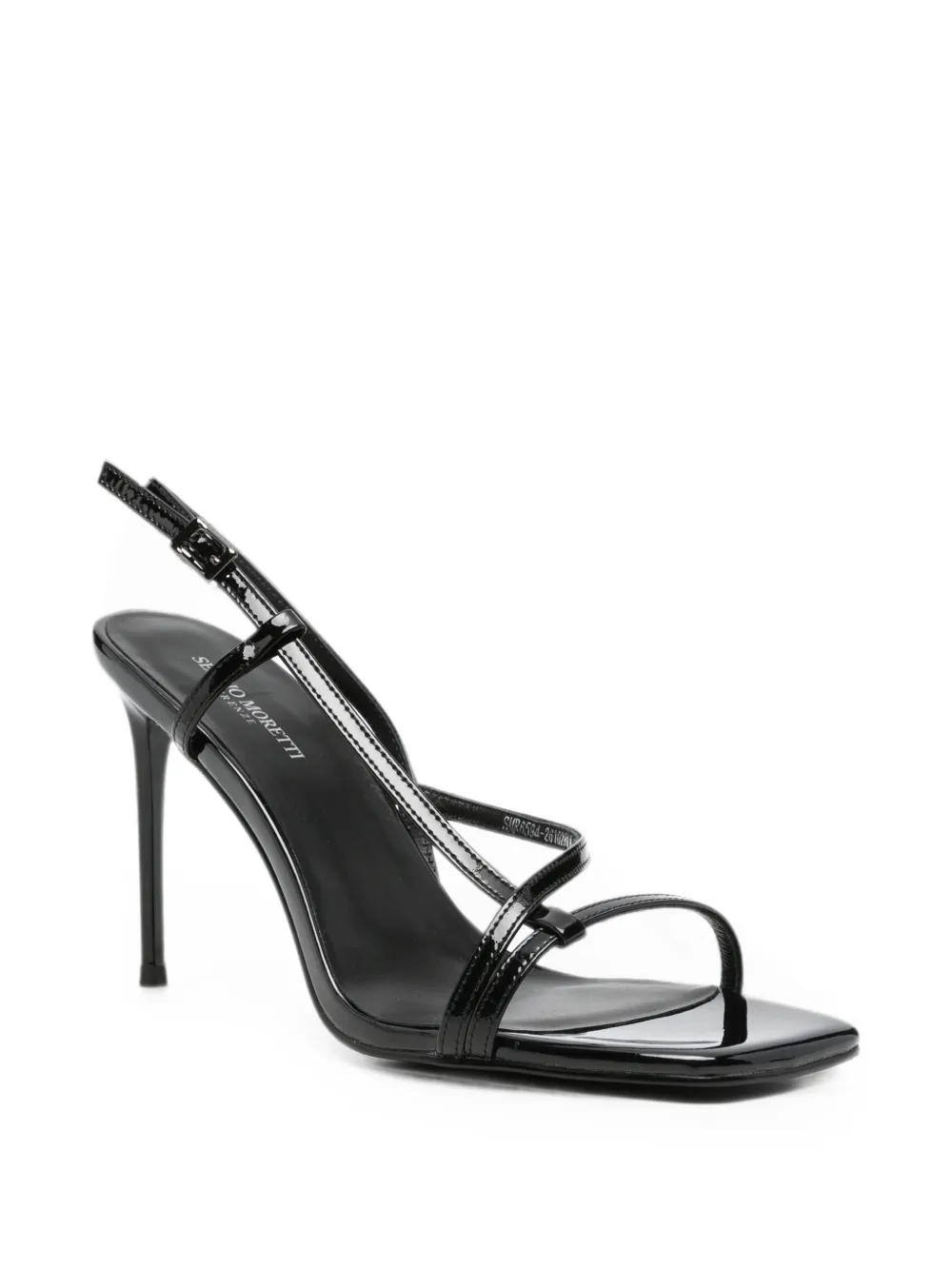 SERGIO MORETTI FIRENZE strappy patent-finish sandals Zwart