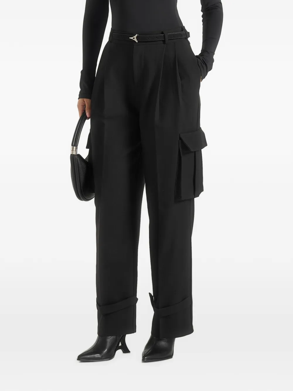 Manière De Voir Danielle tailored pleated cargo trousers black - Schwarz
