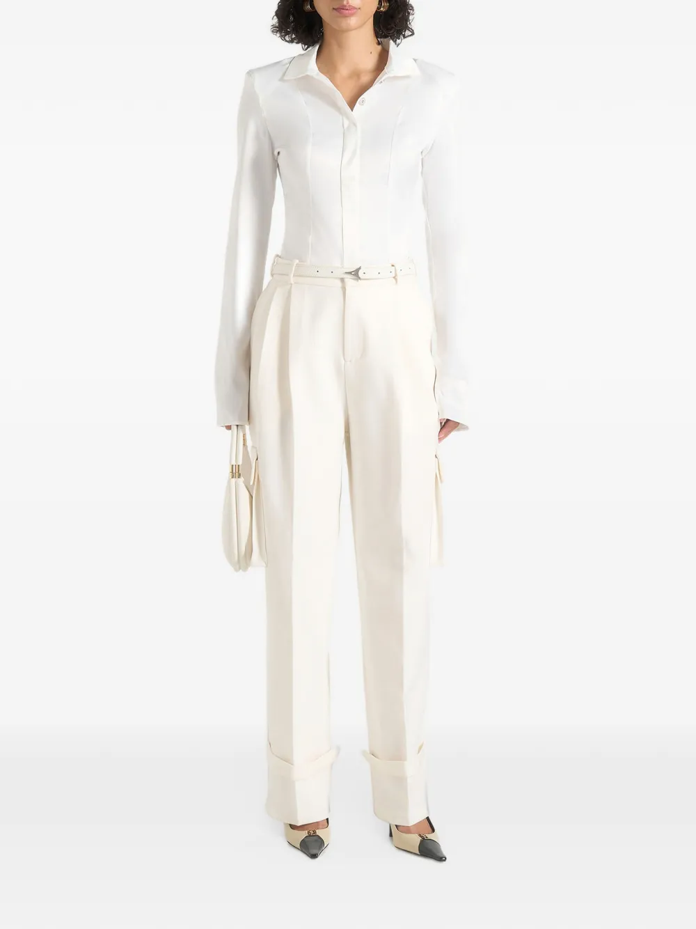 Manière De Voir D⁠anielle em off-white tailored pleated cargo trousers - Weiß