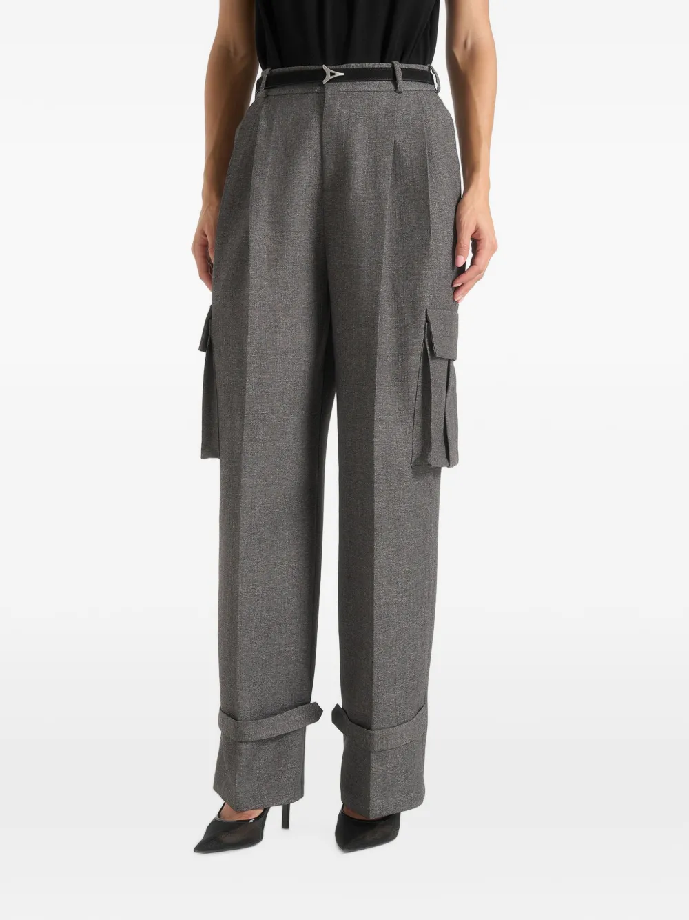 Manière De Voir D⁠anielle in grey marl textured tailored pleated cargo pants - Grau
