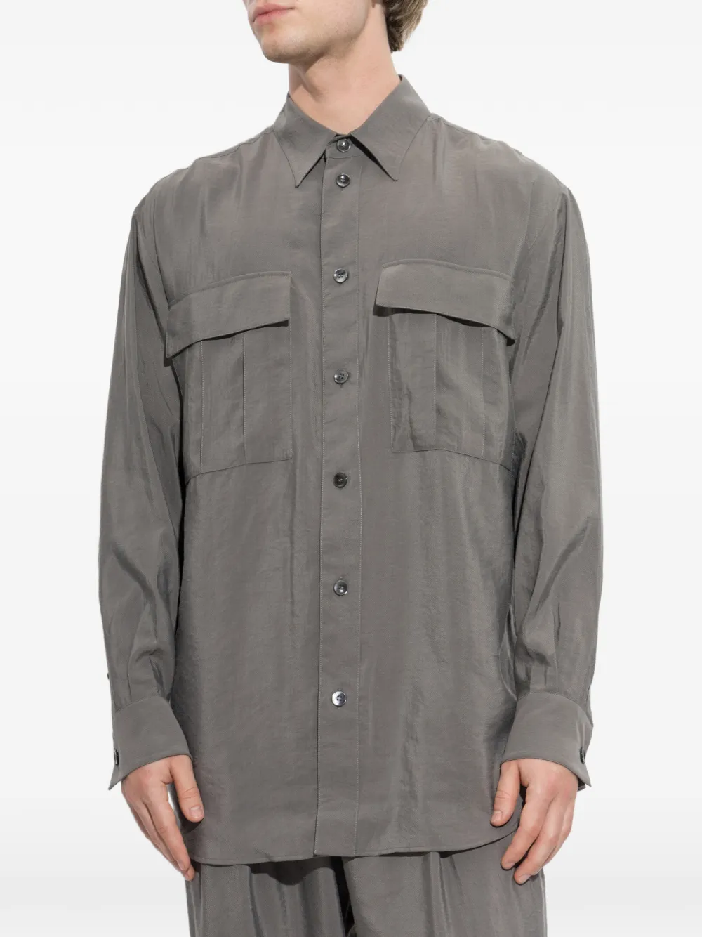 Giorgio Armani Overhemd met klepzak Grijs