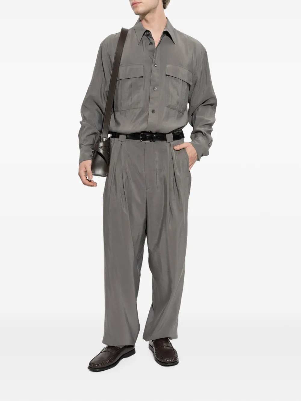 Giorgio Armani Overhemd met klepzak Grijs