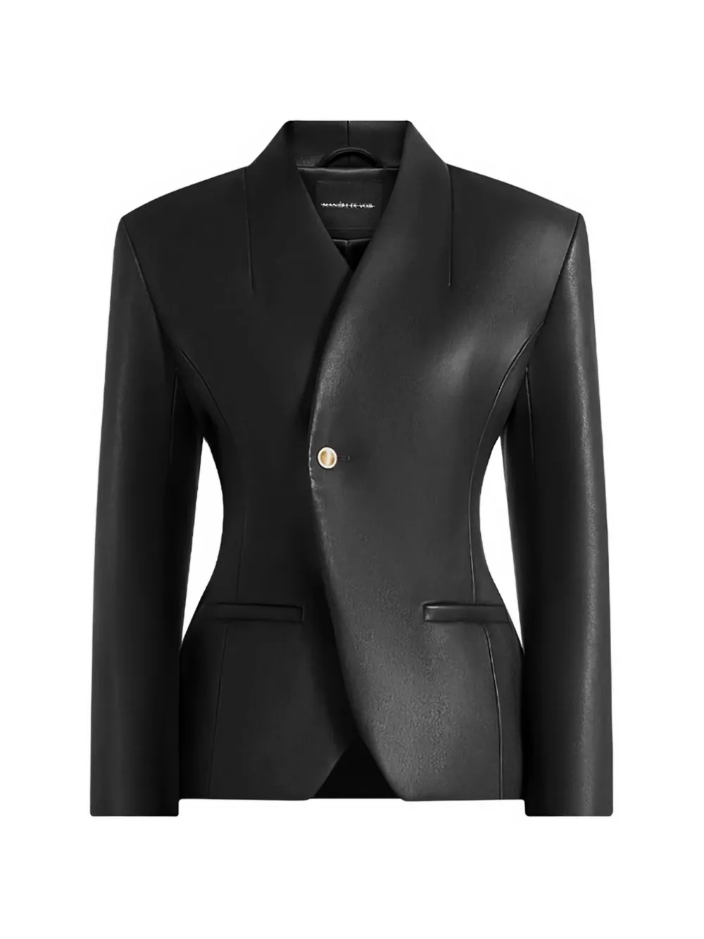 Manière De Voir blazer Ina en cuir noir à taille cintrée