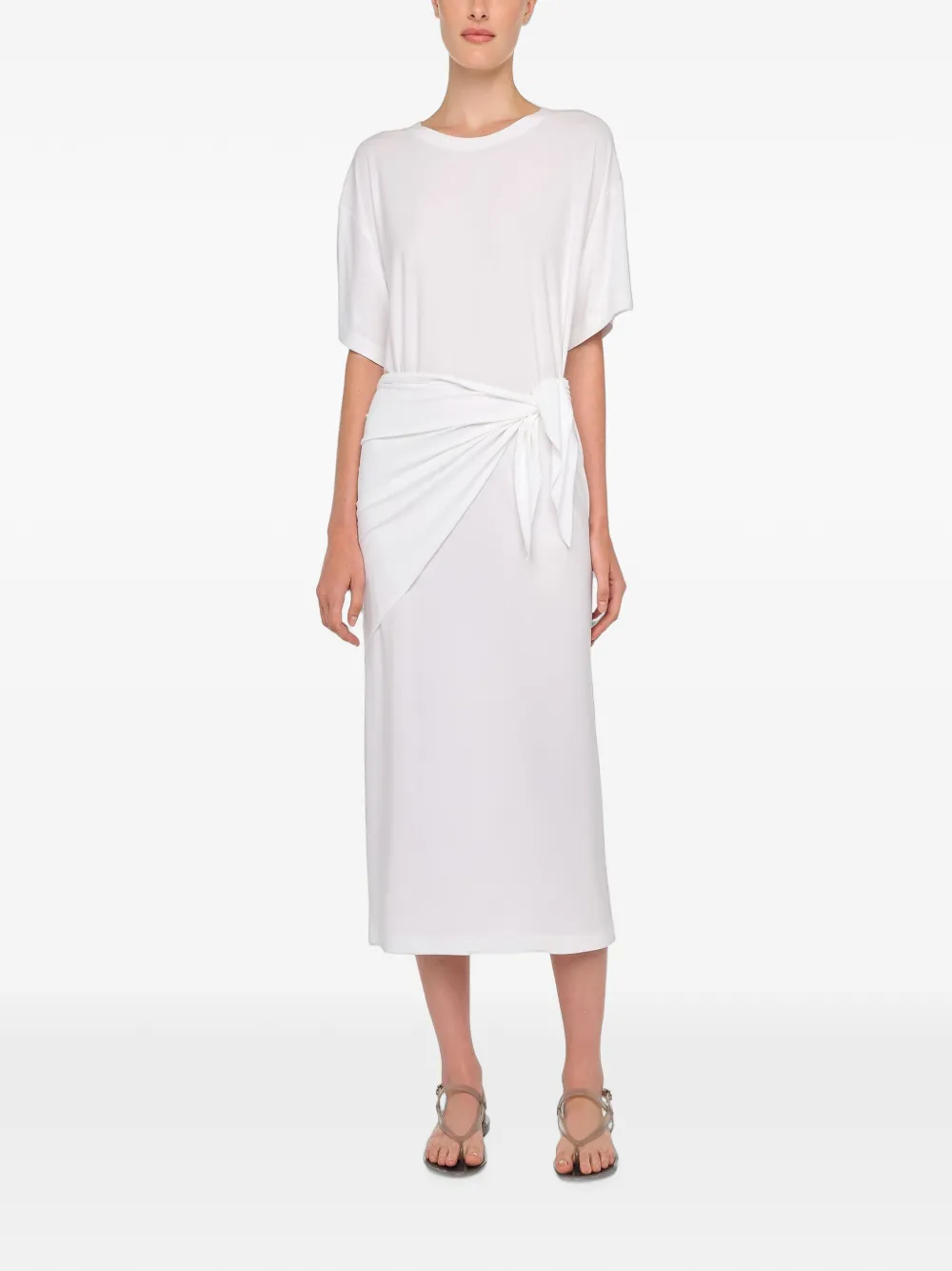 Norma Kamali short-sleeve boxy midi dress - Bianco