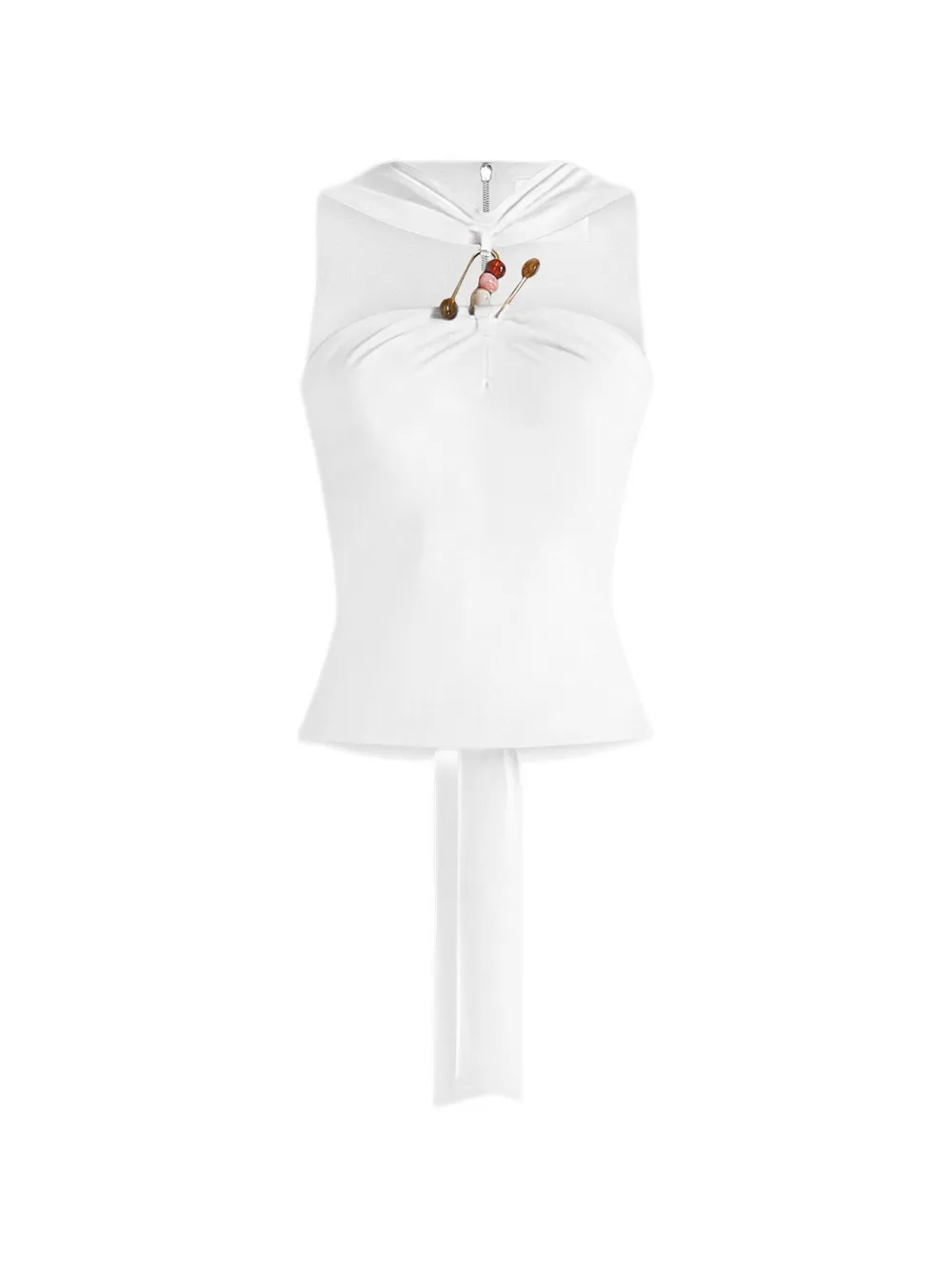 Manière De Voir Top crop Abigail bianco con schiena scoperta e dettaglio in metallo