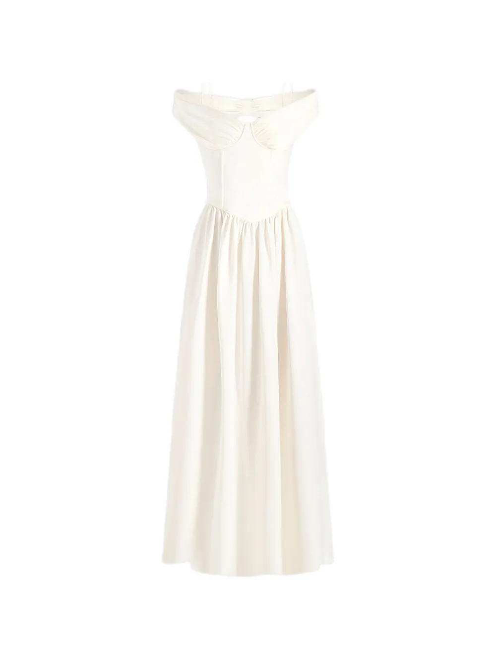 Manière De Voir Sia in ivory off-shoulder satin corset maxi dress - Bianco
