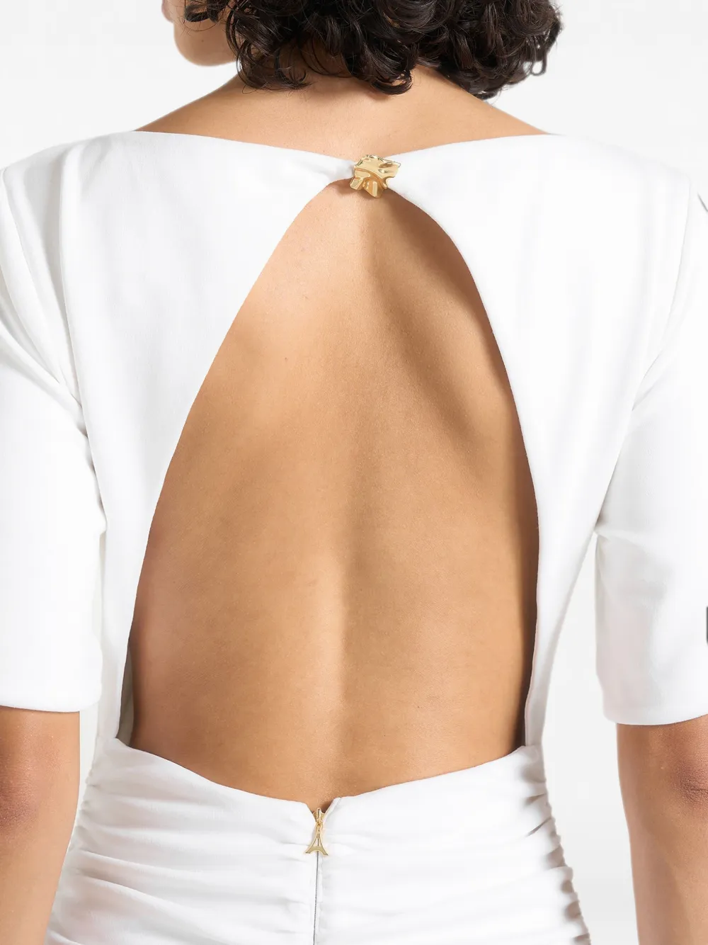 Manière De Voir Summer katoenen-T-shirtjurk met ruches en open achterkant Wit