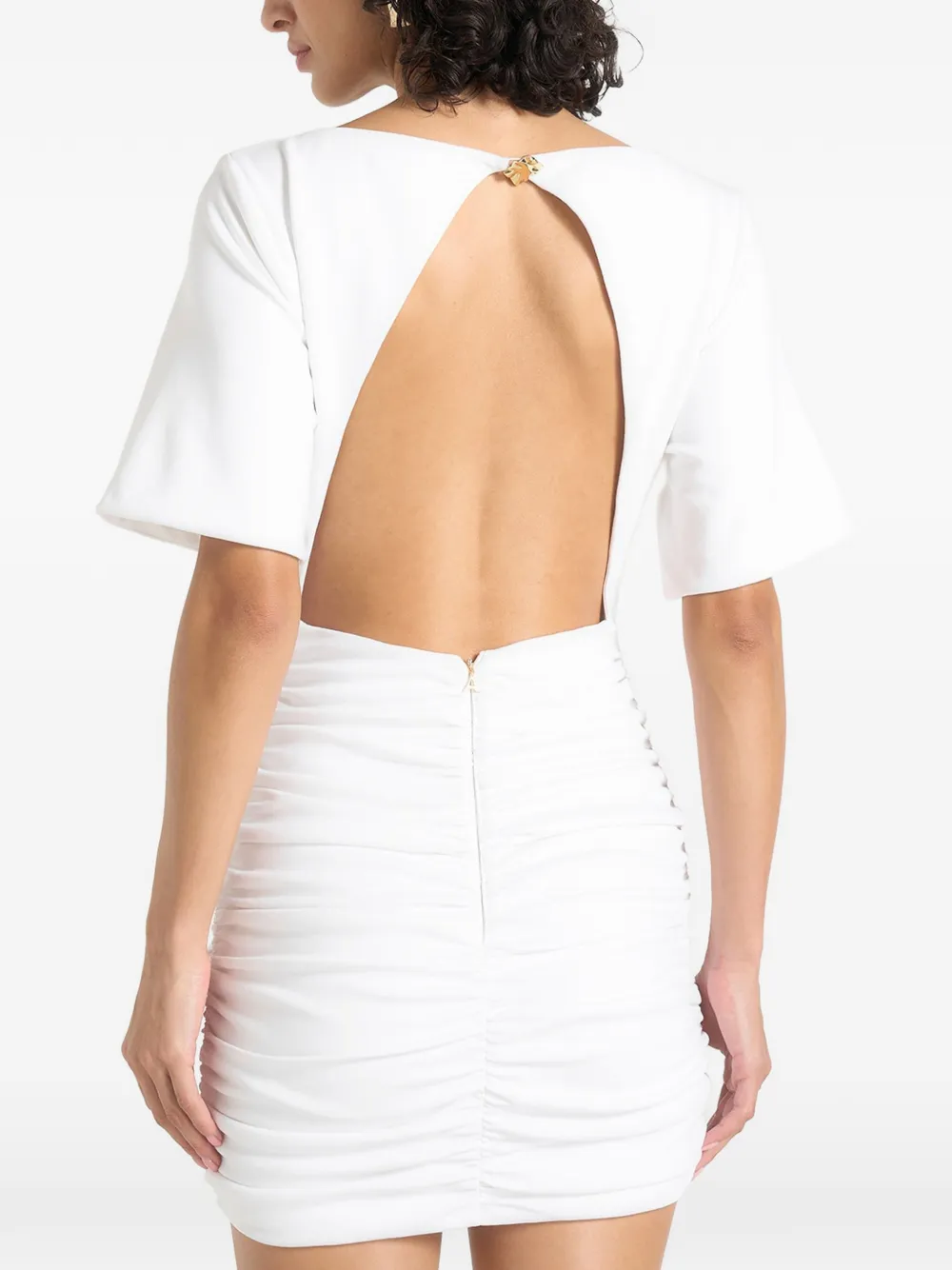 Manière De Voir Summer katoenen-T-shirtjurk met ruches en open achterkant Wit
