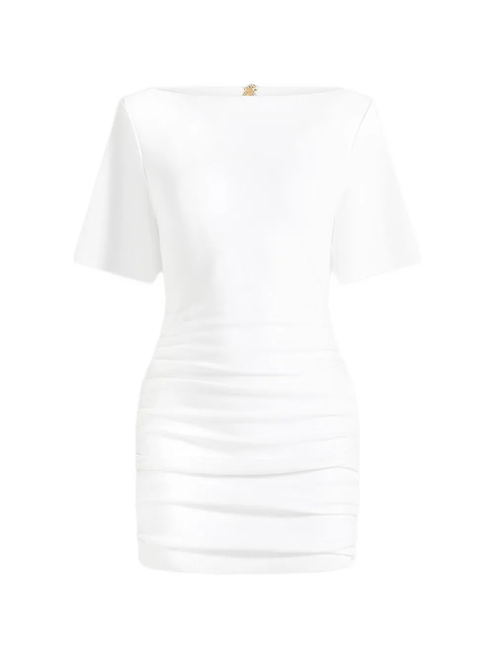 Manière De Voir Abito corto stile T-shirt Summer bianco in cotone con ruches e schiena scoperta