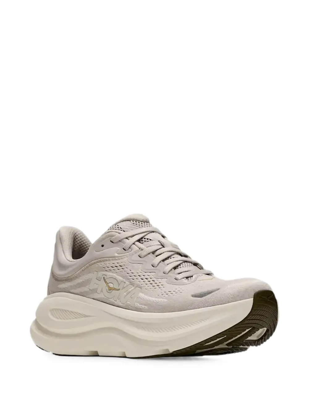HOKA Bondi 9 logo-patch panelled sneakers Beige