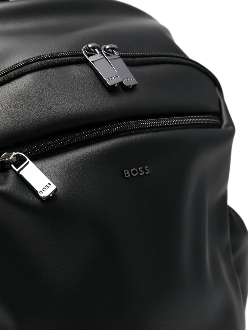 Hugo Boss Leather-effect Recycled Polyester Backpack In Black