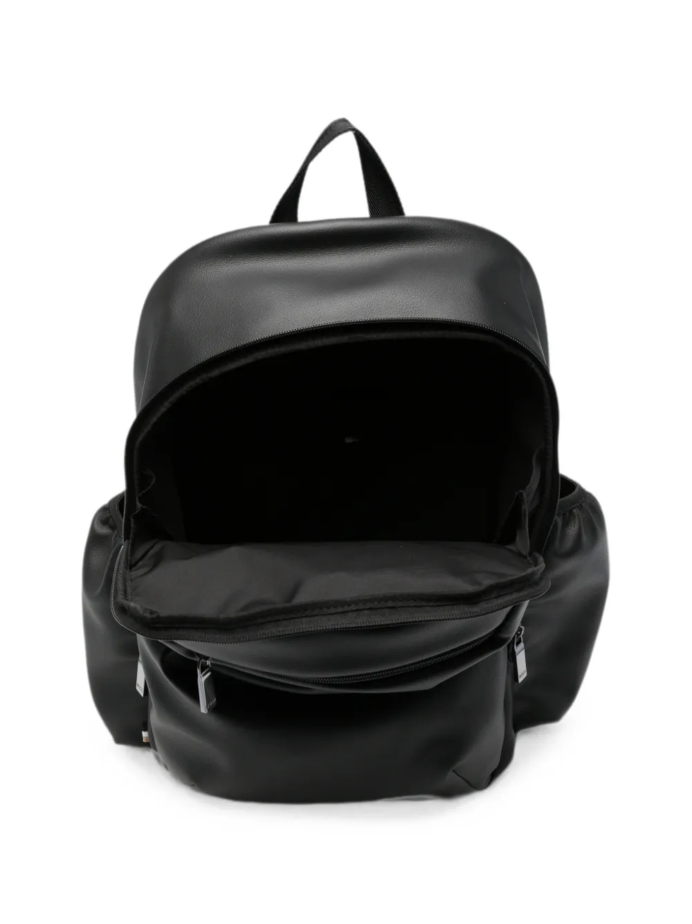 Hugo Boss Leather-effect Recycled Polyester Backpack In Black