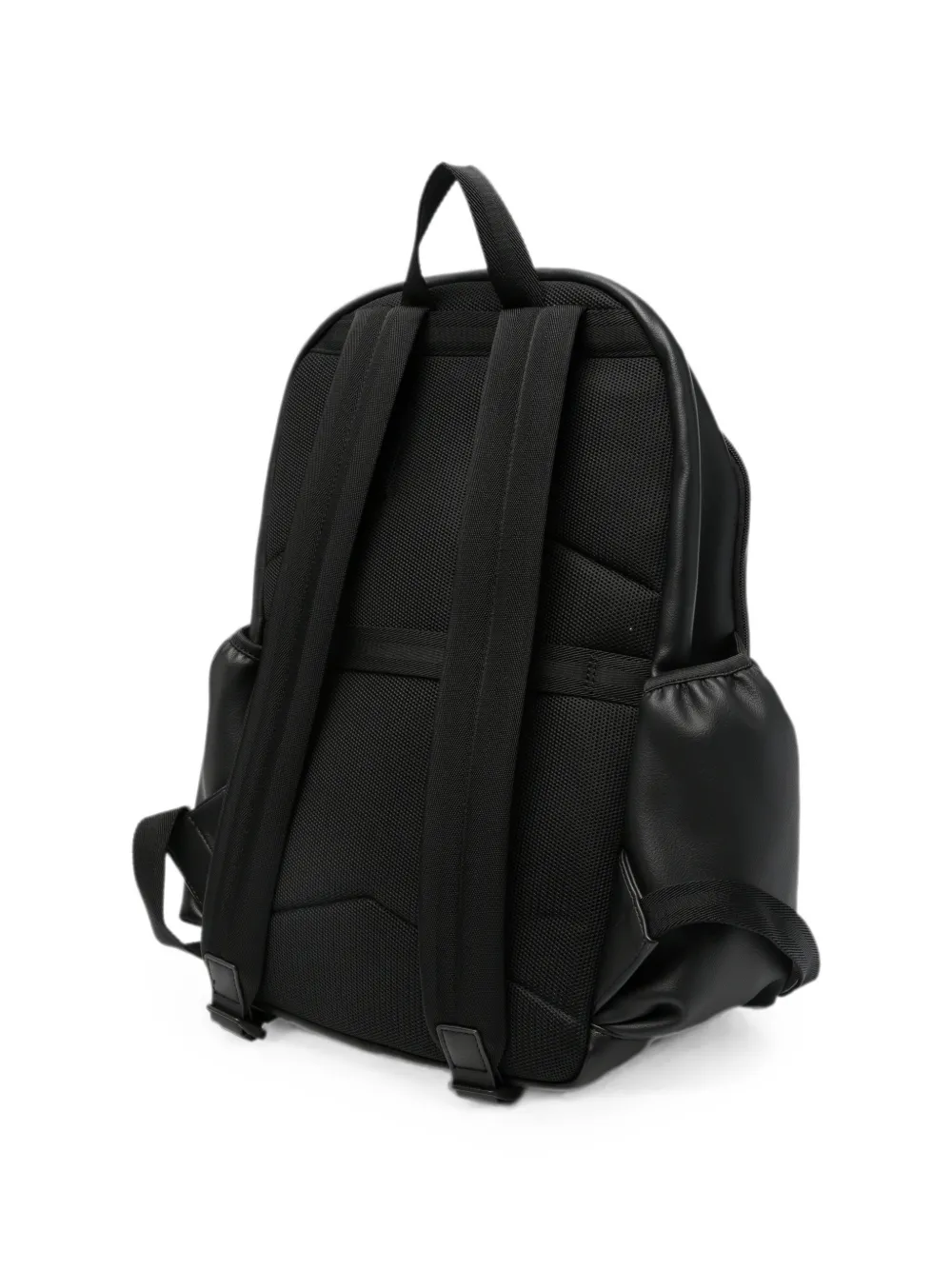Hugo Boss Leather-effect Recycled Polyester Backpack In Black