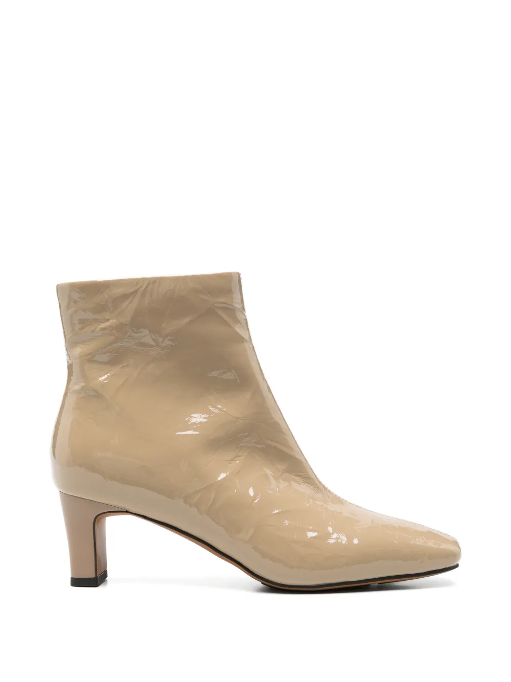 LINDA BAUMANN patent-finish square-toe ankle pumps