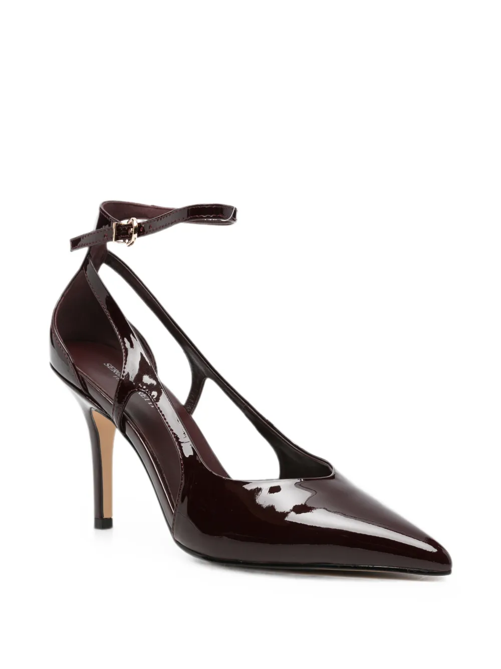 SERGIO MORETTI FIRENZE patent-finish ankle-strap pumps Rood