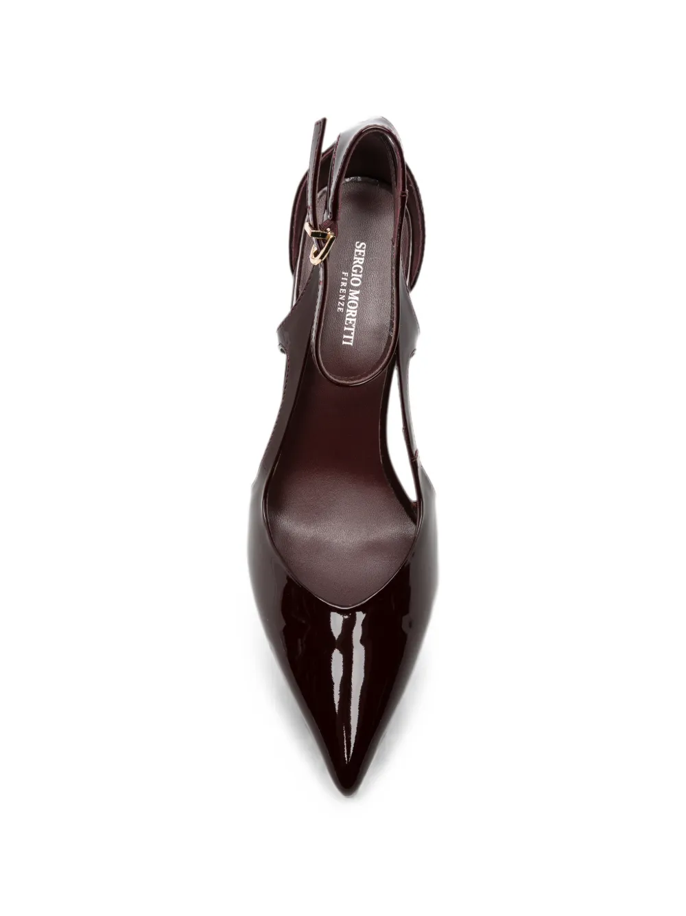 SERGIO MORETTI FIRENZE patent-finish ankle-strap pumps Rood