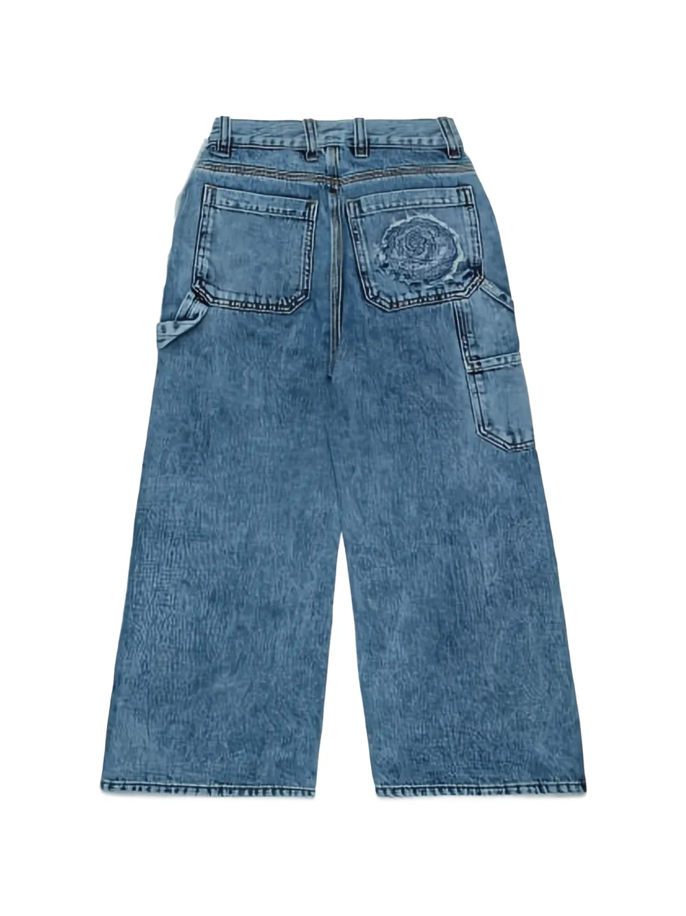 Diesel Kids D-Argyx-Work jeans met wijde pijpen en borduurwerk Blauw