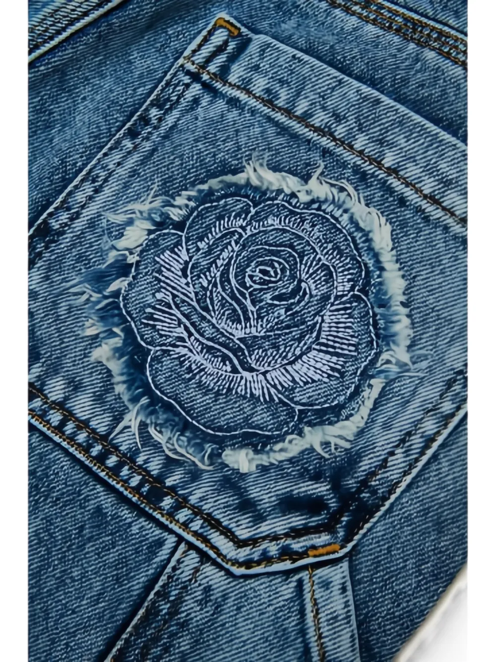 Diesel Kids D-Argyx-Work jeans met wijde pijpen en borduurwerk Blauw