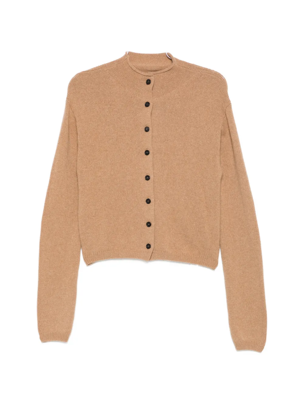 KHAITE high-neck button-up cardigan - Marrone