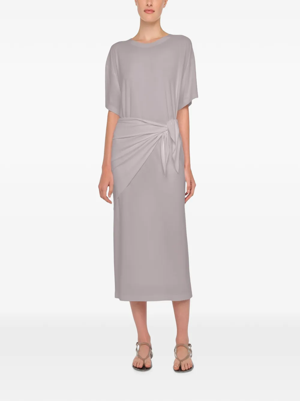 Norma Kamali short-sleeve boxy midi dress - Grigio
