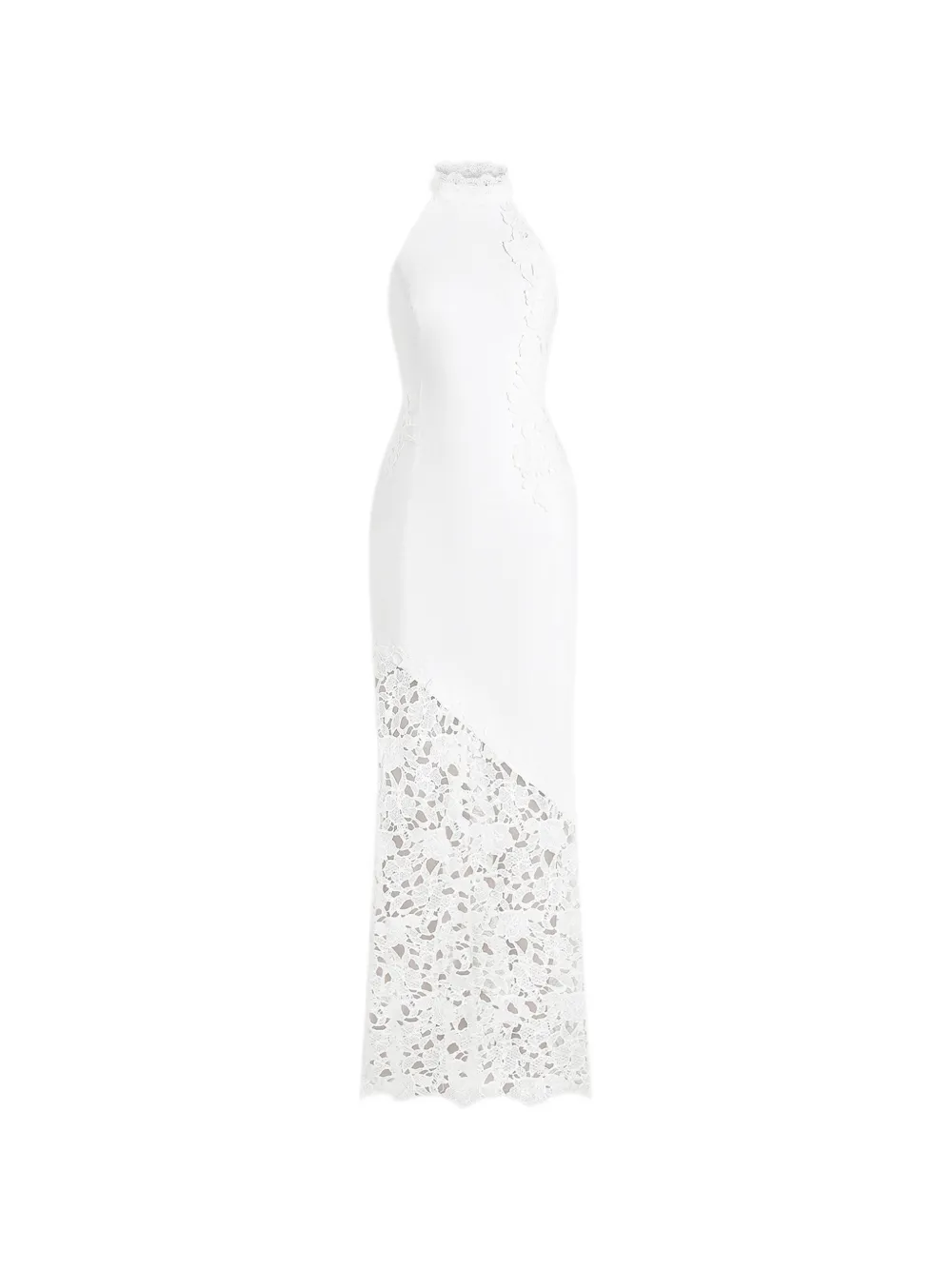 Manière De Voir Abito lungo Macy bianco in cotone con schiena scoperta, scollo all'americana e dettagli all'uncinetto