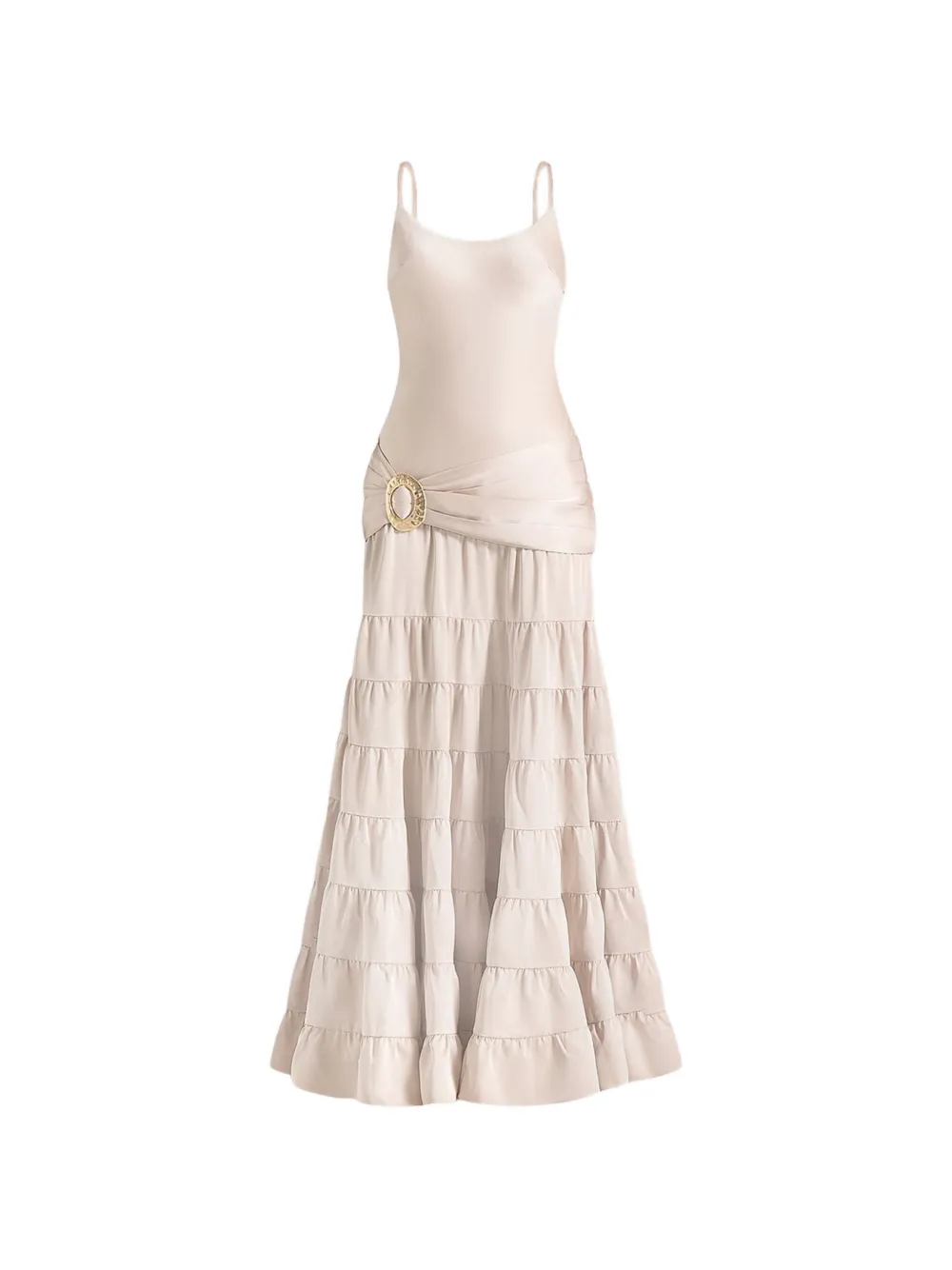Manière De Voir Naomi in champagne cami satin tiered belted maxi dress - Toni neutri