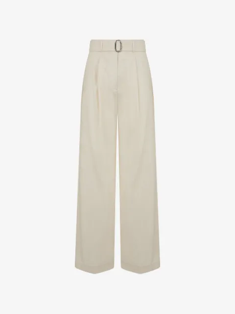 Moorer pantalon ample à taille ceinturée