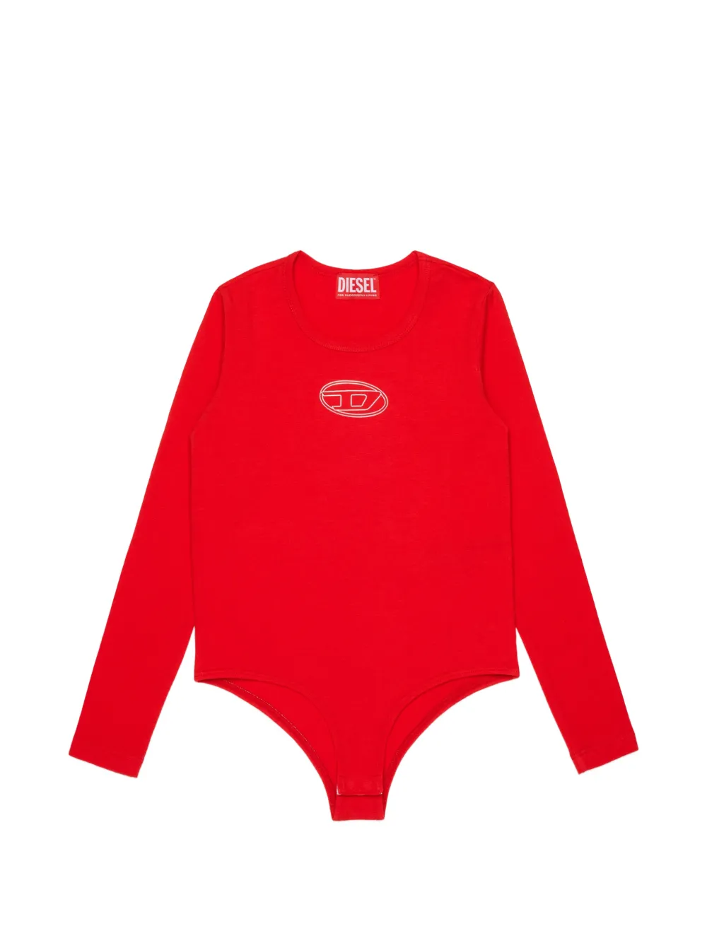 Diesel Kids Oval D-embroidered long-sleeve bodysuit - Rosso