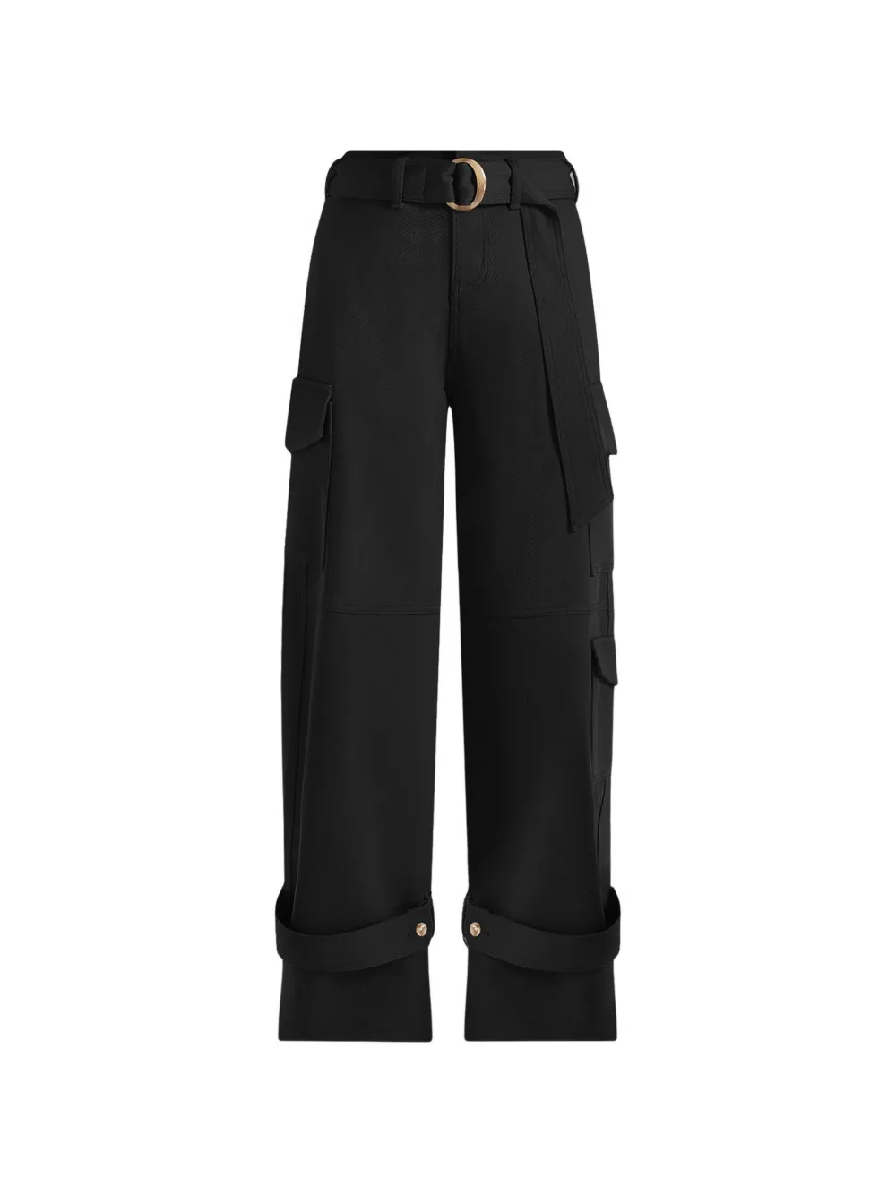 Manière De Voir Pantaloni cargo Natalie neri con gamba ampia e cinturini - Nero