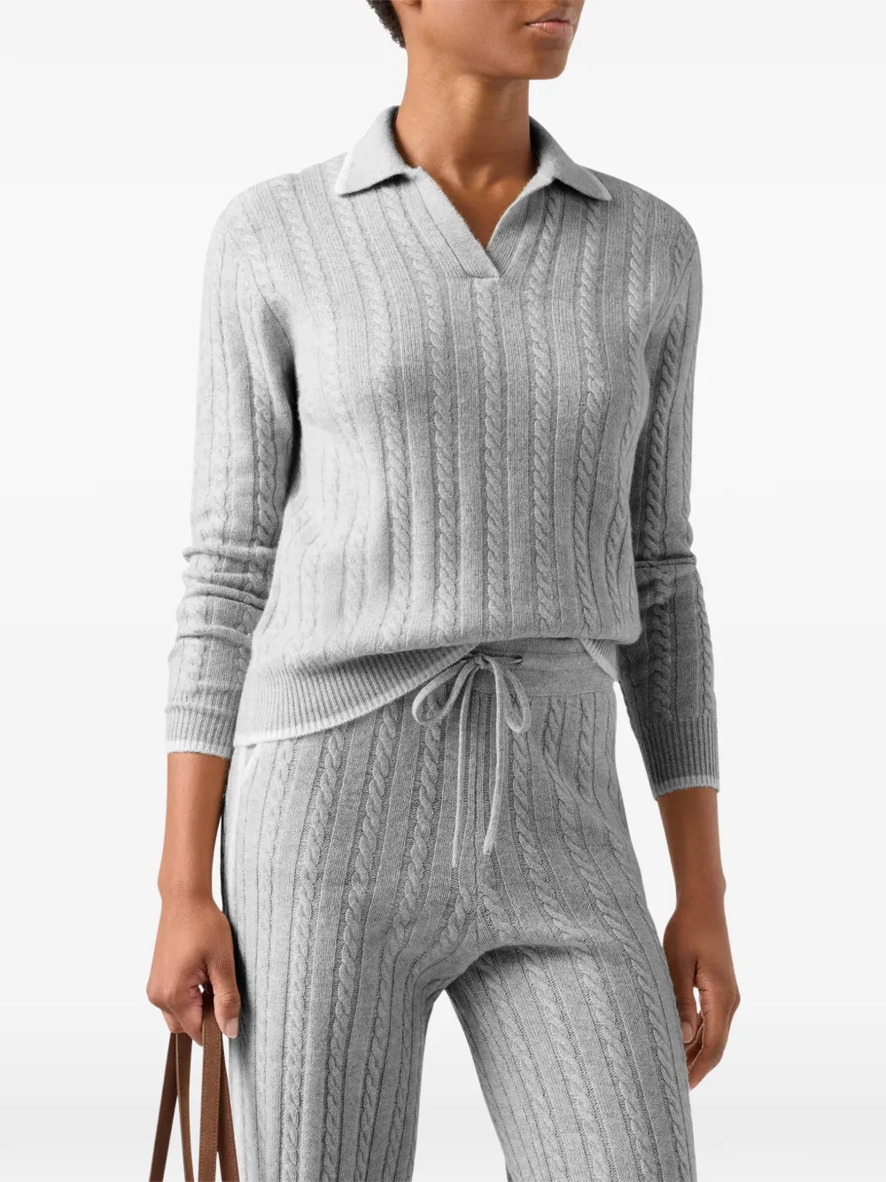 MC2 Saint Barth Clichy wool polo collar knit with pointelle-stitch Grijs