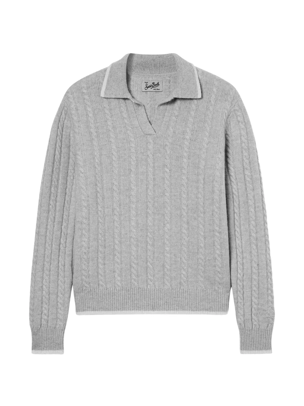MC2 Saint Barth Clichy wool polo collar knit with pointelle-stitch Grijs