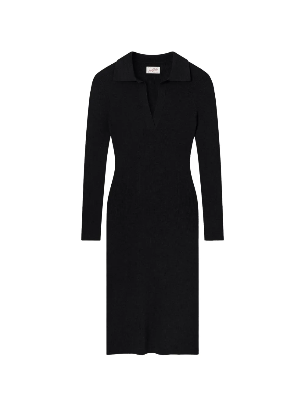 MC2 Saint Barth Octavia ribbed-knit long-sleeve midi dress Zwart