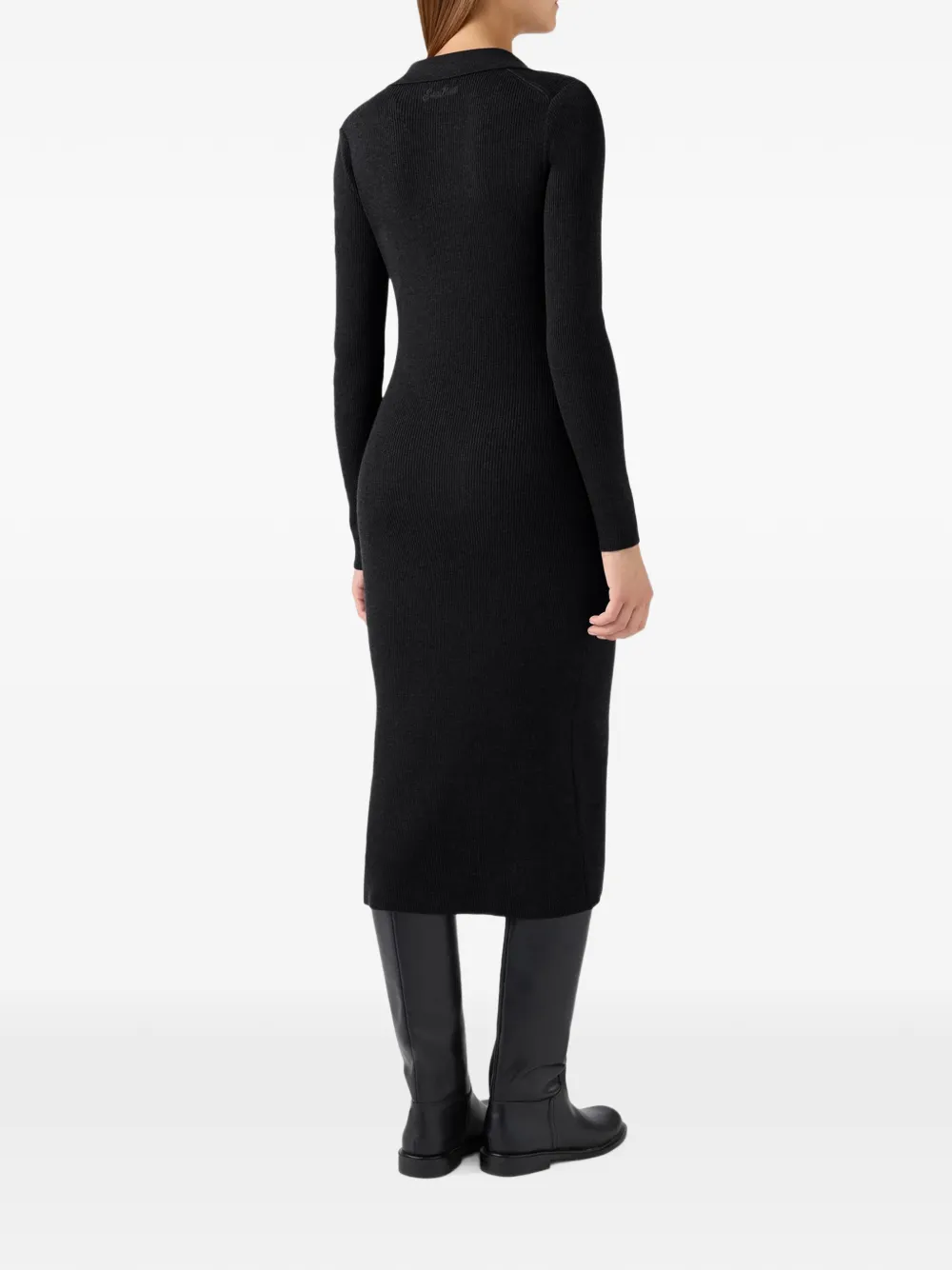 MC2 Saint Barth Octavia ribbed-knit long-sleeve midi dress Zwart