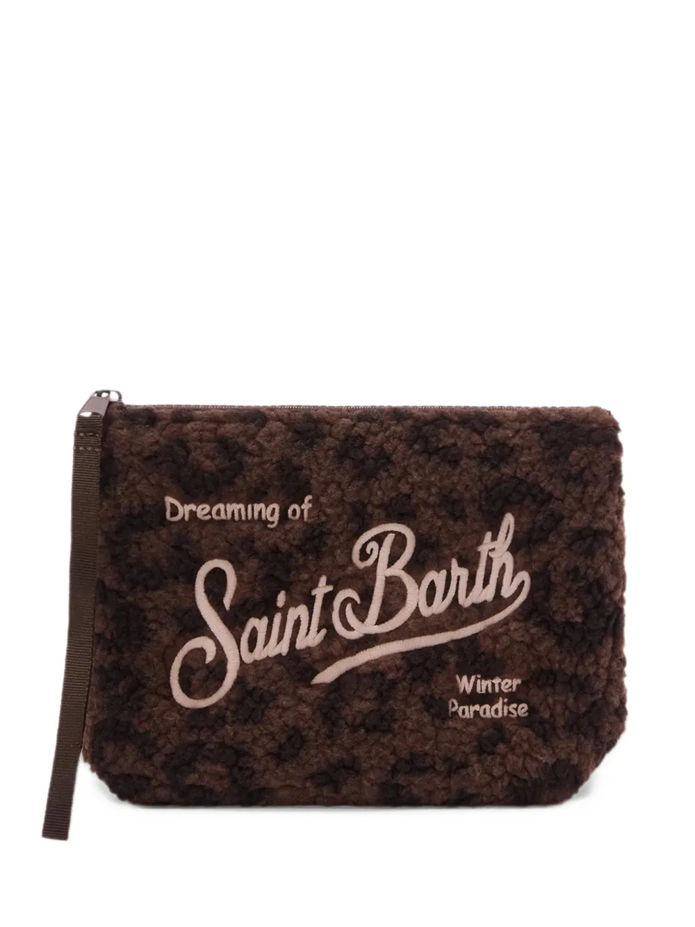 MC2 Saint Barth Aline fleece clutch met luipaard-print Bruin