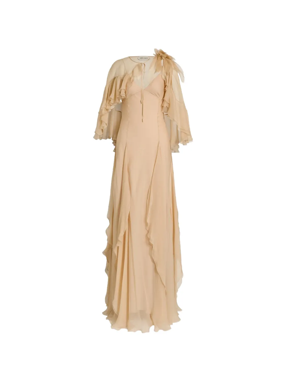 Alberta Ferretti ruffled silk gown - Neutrals