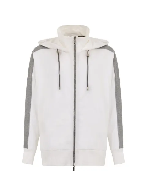 Moorer contrast-panel zip-up hoodie