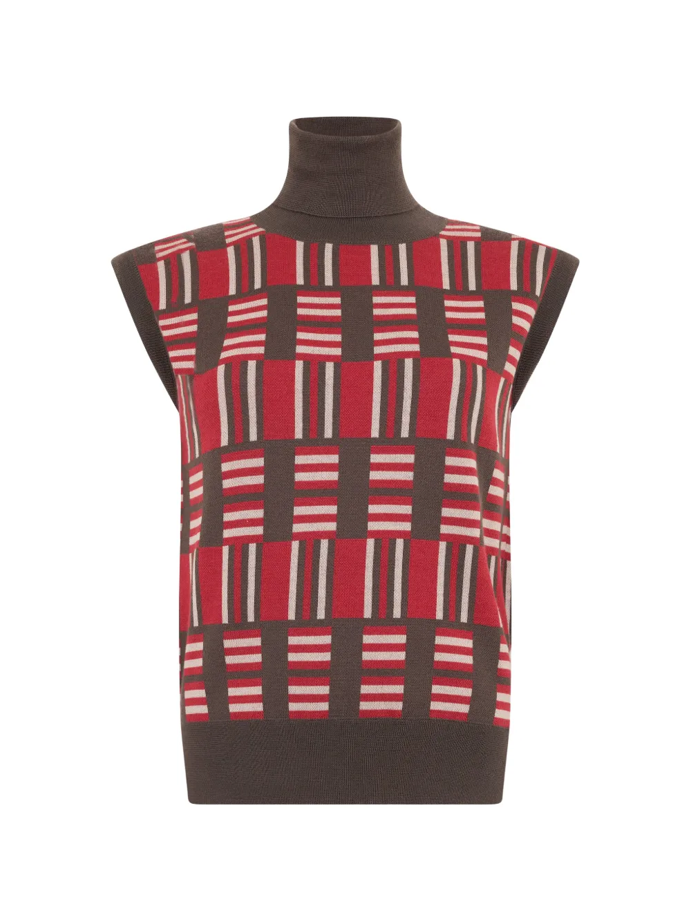 Moorer checkered sleeveless jumper - Braun