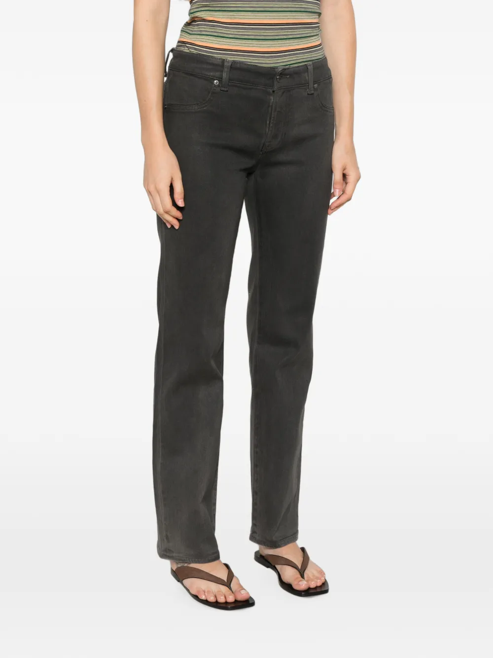 7 For All Mankind Calie straight jeans met logopatch Grijs