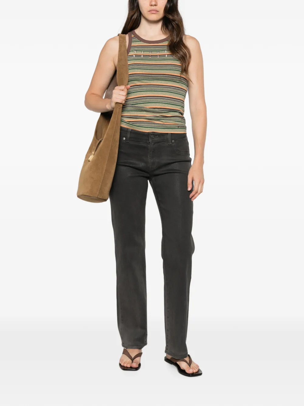 7 For All Mankind Calie straight jeans met logopatch Grijs