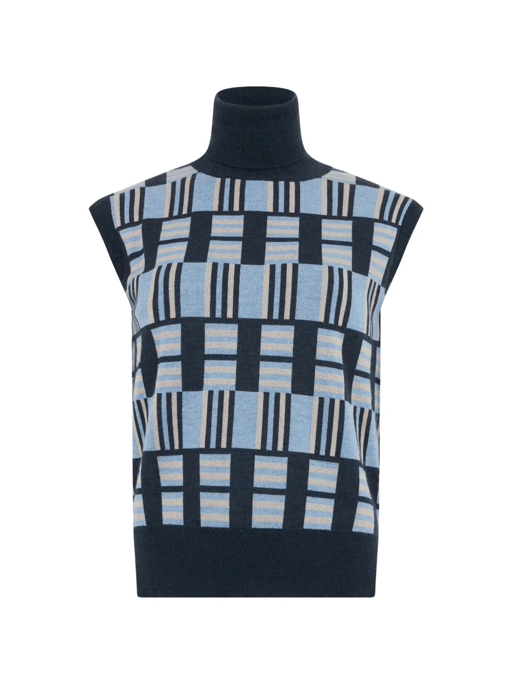Moorer geometric-pattern sleeveless jumper - Blu