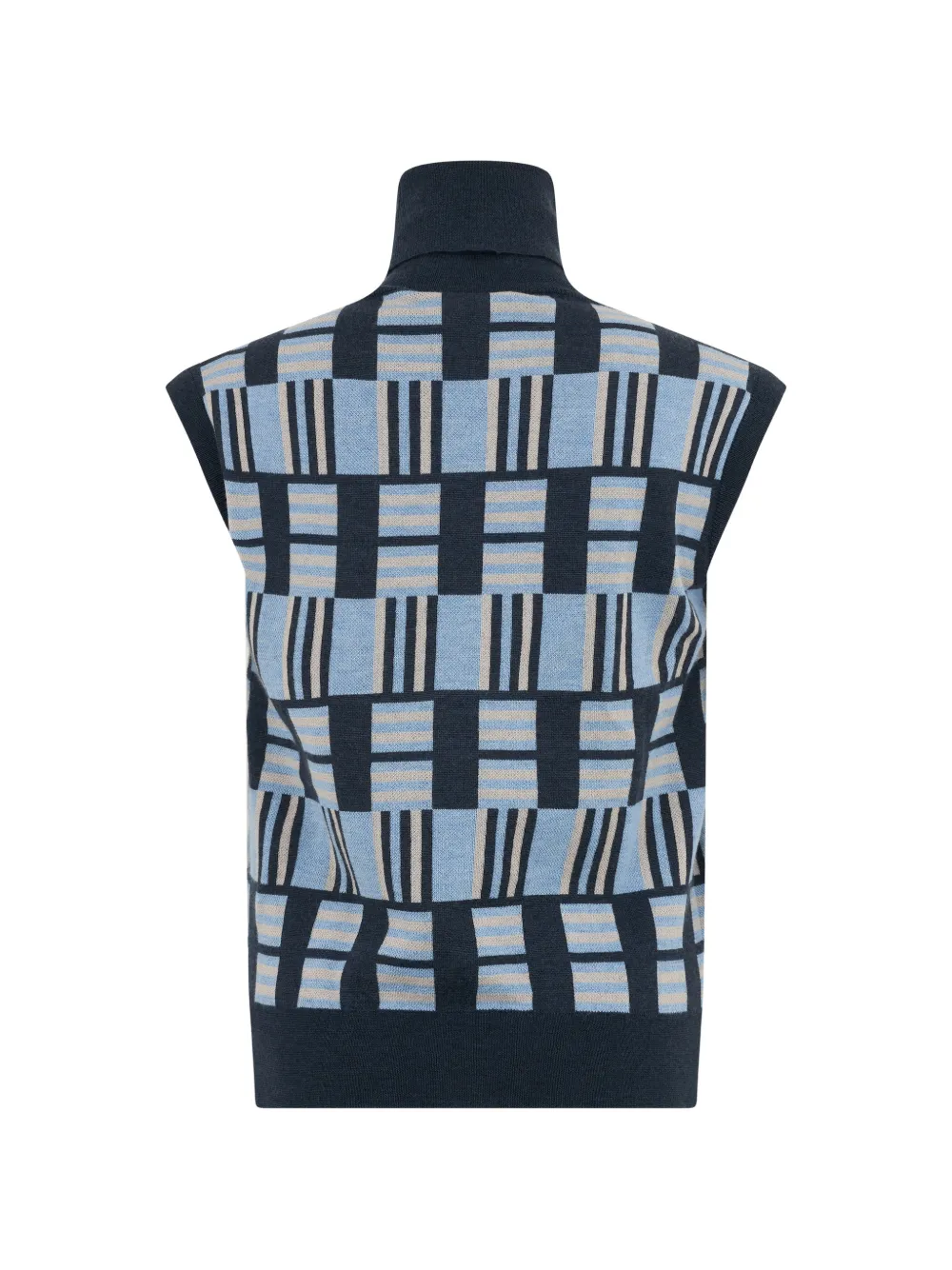 Moorer Trui met geometrisch mouwloos patroon Blauw