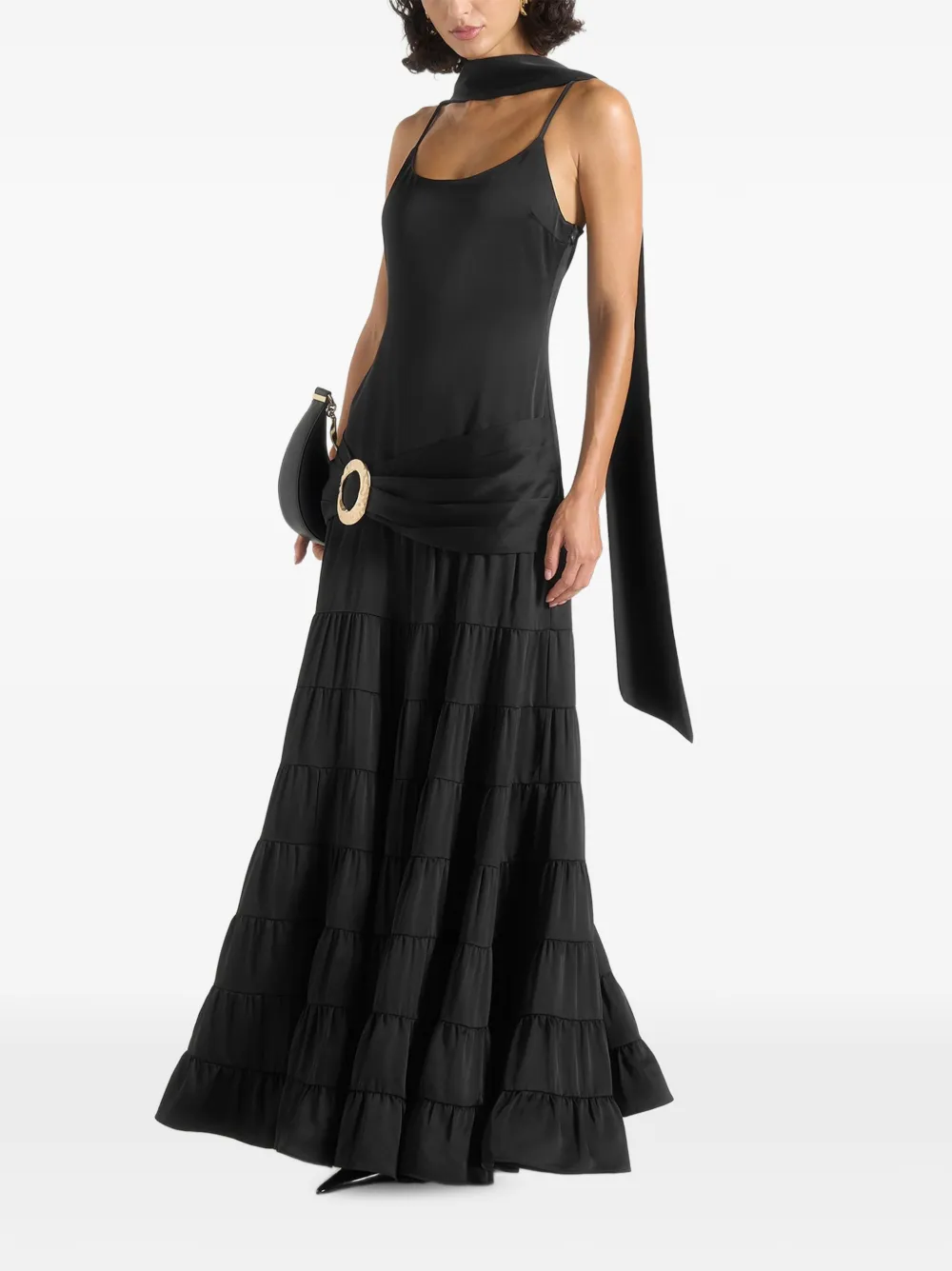 Manière De Voir Naomi cami satin tiered belted maxi dress