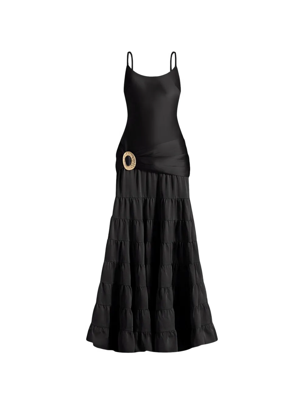 Manière De Voir Abito lungo Naomi in raso cami nero con cintura