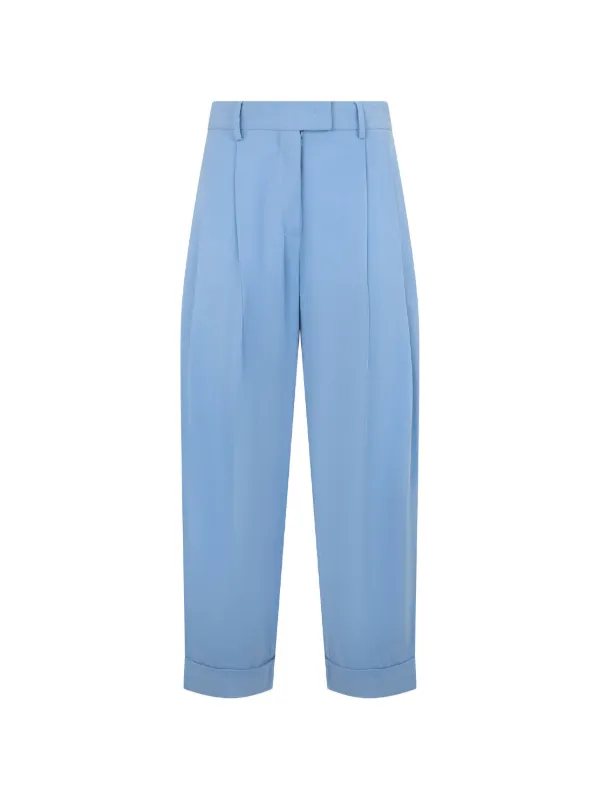 Moorer Pleated High-waisted Trousers in Blue