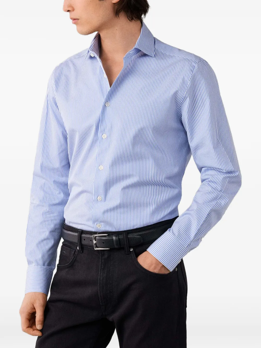 Hackett London Gestreept overhemd Blauw