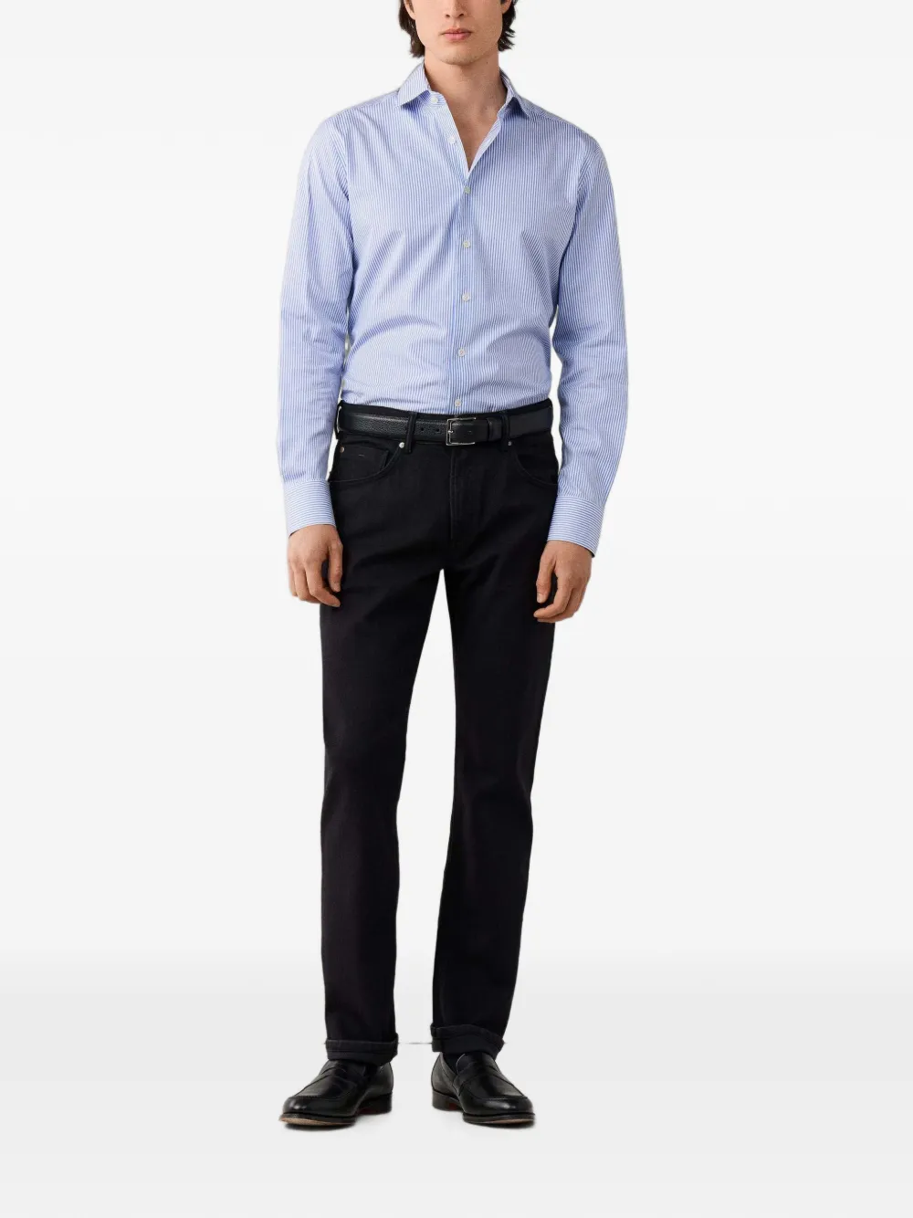 Hackett London Gestreept overhemd Blauw