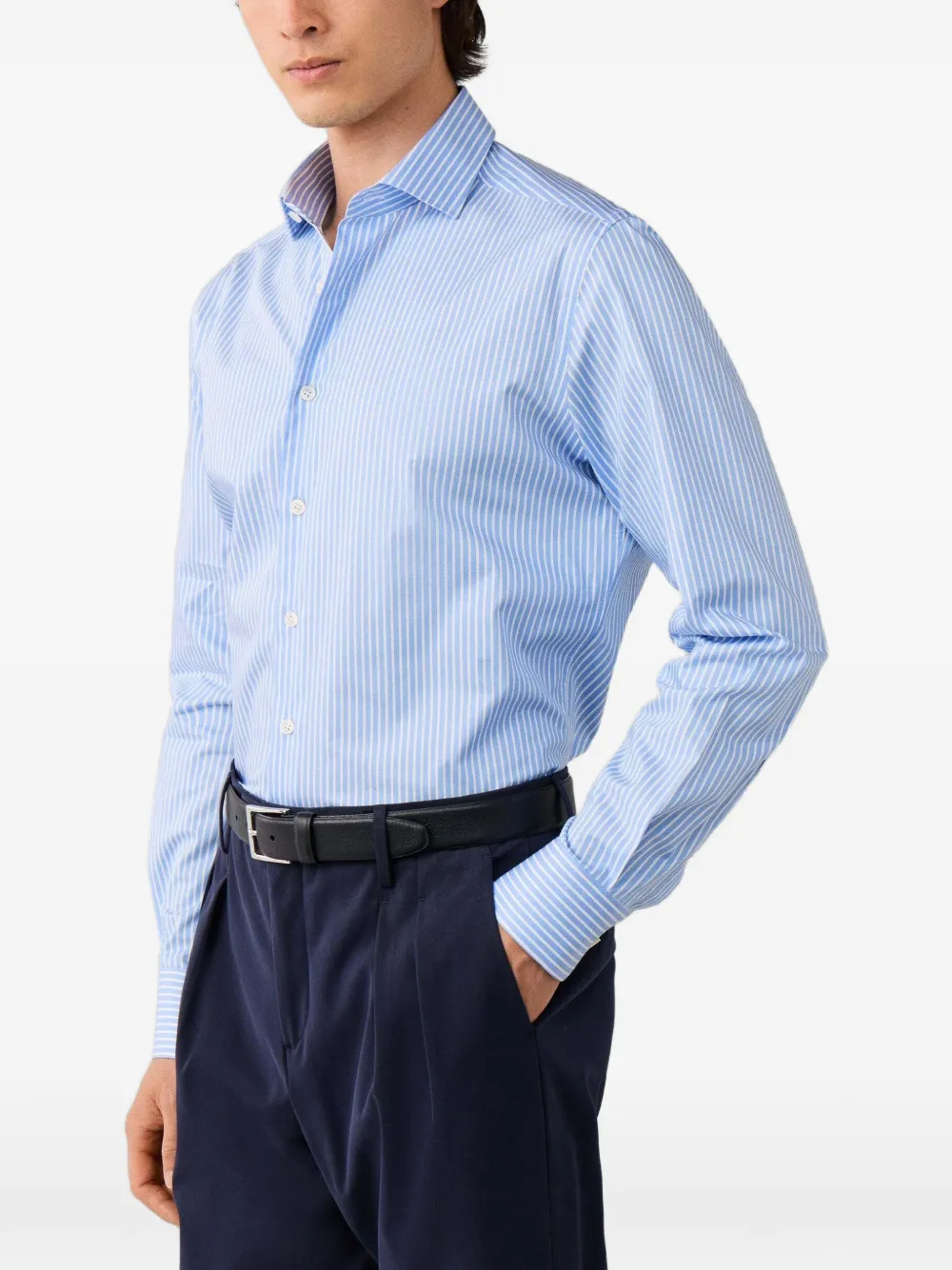Hackett London Overhemd met brede strepen Blauw